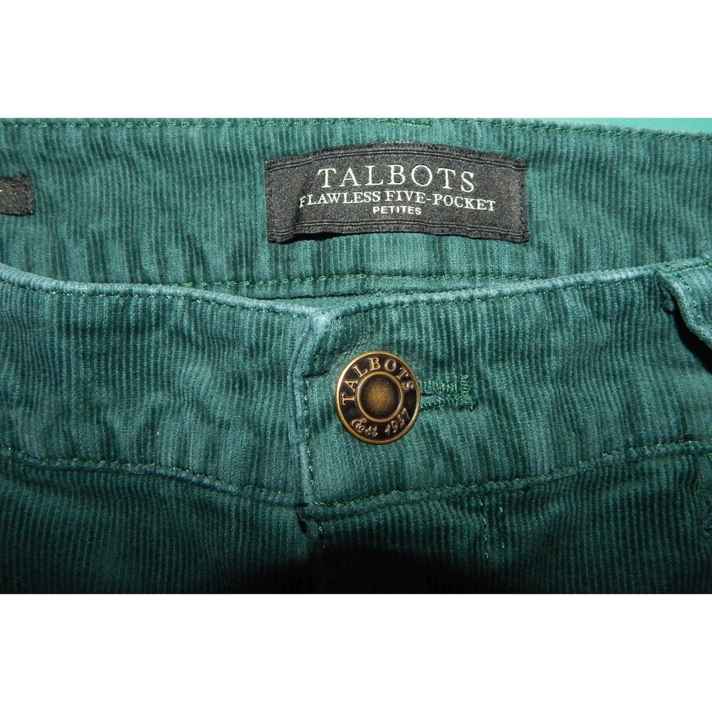 Talbots Lawless 5-Pocket Size 8P Green Corduroy Straight Leg  Women's Pants